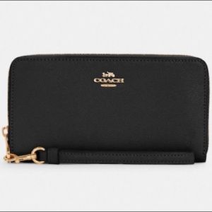 NWT Coach Long zip around wallet. Black